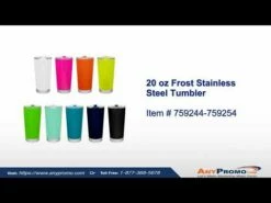 Promotional 20 Oz Frost Stainless Steel Tumbler - Blue