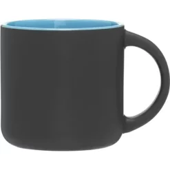 Promotional 14 Oz Minolo Mug - Matte Black - Sky Blue