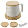 Promotional Bamboo Mug Warmer With 8 Oz Ceramic Mug -cup shop v1 397