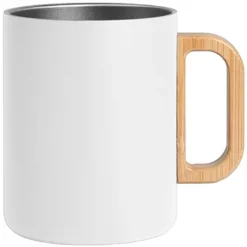 Promotional Vancouver - 15 Oz Stainless Steel Double Wall Mug With Bamboo Handle - Laser -cup shop v1 415