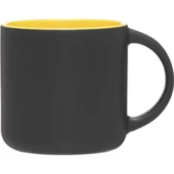 Promotional 14 Oz Minolo Mug - Matte Black - Yellow