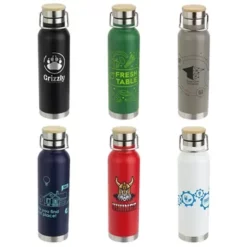 cup shop 40 Promotional Cusano 22 Oz Vacuum Insulated Stainless Steel Bottle With Bamboo Cap