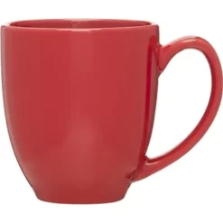 Promotional 15 Oz Glossy Ceramic Bistro Mug Glossy Red