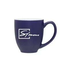 Promotional 15 Oz 2 Tone Bistro Mug Matte Cobalt Glossy White