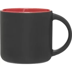 Promotional 14 Oz Minolo Mug - Matte Black - Red