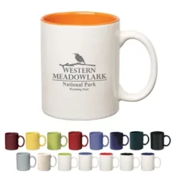 Promotional 11 Oz Colored Stoneware Mug With C-Handle