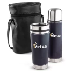 Promotional Leatherette Tumbler/Vacuum Bottle Set -cup shop v9 148