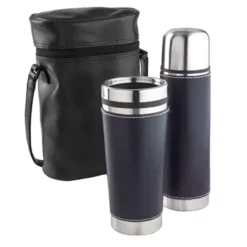 Promotional Leatherette Tumbler/Vacuum Bottle Set -cup shop v9 149